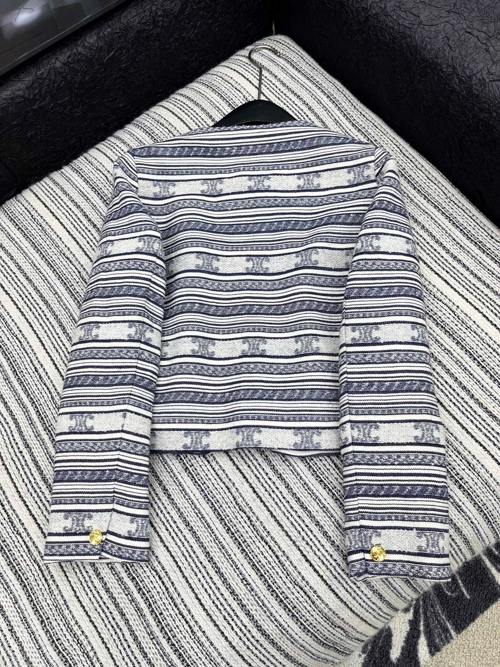 Celine 25 Jacket Blazer White With Black Stripes 301223