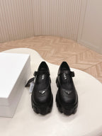 Prada Brushed Monolith Mary Janes Loafer Black Cowhide