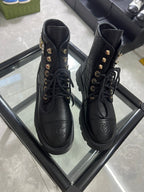 CC Combat Boots Black Quilted Lambskin 944572