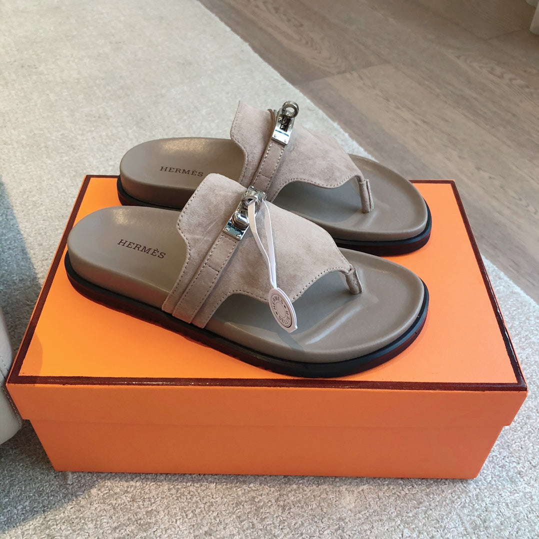 Empire Sandal Brown Lambskin Suede Goatskin
