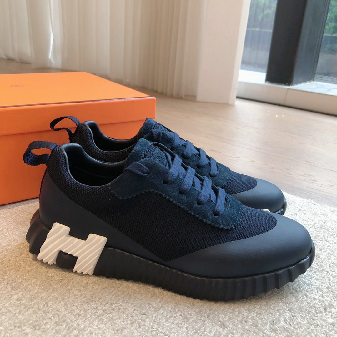HM Men's 25 Bouncing Sneaker Navy Blue Mesh Cowhide 639254