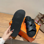 HM 25 Kazimir Sandal Black Calfskin Canvas