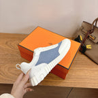 HM 26ss Sneakers White Blue Cowhide  Fabric 638566