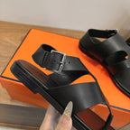 HM 26ss Thong Sandal Black Calfskin 638406