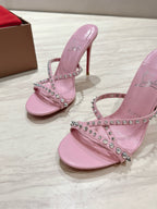 CL 25 Cross-Strap Slippers Pink Gloss Calf Patent Leather Rivets 314922