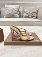 CL 25 Cross-Strap Slippers Nude Gloss Calf Patent Leather Rivets 314926