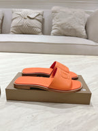CL 25 Slippers Oranger Top Layer High Gloss Calfskin 307498