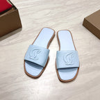 CL 25 Slippers Blue Top Layer High Gloss Calfskin 307499