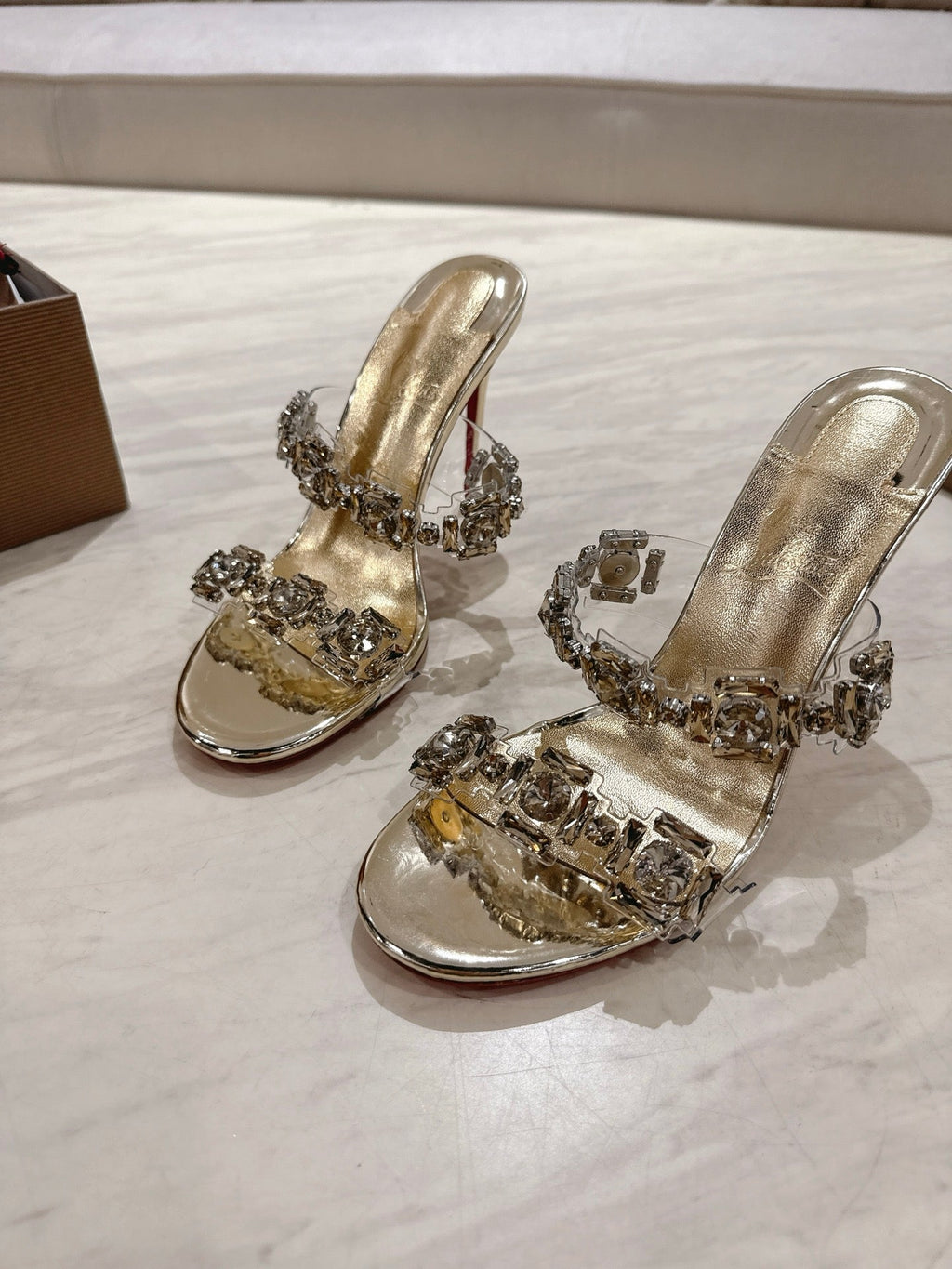CL 25 Just Queen Sandals 10cm Gold PVC Sheepskin 307524