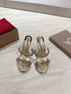CL 25 Just Queen Sandals 10cm Gold PVC Sheepskin 307524