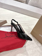 CL 25 Slingback Sandals Black PVC Gloss Calfskin 307531
