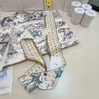 CD Twilly Mini Scarf 105cm Tarot Card White Yellow Mulberry Silk 928083