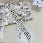 CD Twilly Mini Scarf 105cm Tarot Card White Pink Mulberry Silk 928084