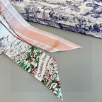 CD Twilly Mini Scarf 105cm Light Pink Colorful Mulberry Silk 945717