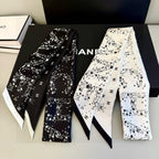 CC  Twilly Mini Star Scarf 120cm Black Mulberry Silk 945724