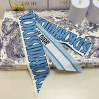CD Twilly Mini Scarf 105cm Blue Mulberry Silk 957052