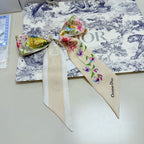 CD Twilly Mini Scarf 100cm Beige Colorful Mulberry Silk 958857