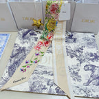 CD Twilly Mini Scarf 100cm Beige Colorful Mulberry Silk 958857