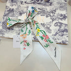CD Twilly Mini Scarf 100cm White Colorful Mulberry Silk 958860