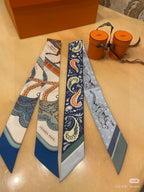 HM Twilly Mini Scarf 86CM Blue Mulberry Silk 965631