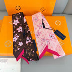 LV Twilly Scarf 120cm Brown Colorful Silk 965655