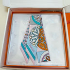 HM Twilly Mini Scarf 86CM Purple Blue Mulberry Silk 967455