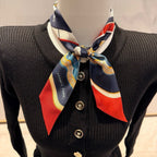 HM Twilly Mini Scarf 86CM Orange Black Blue Mulberry Silk 968827