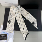 CC  Twilly Mini Scarf 120cm White Mulberry Silk 968851