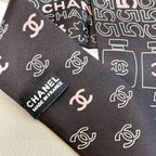 CC  Twilly Mini Scarf 120cm  Black Pink Mulberry Silk 968852