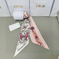 CD Twilly Mini Scarf 105cm Light Pink Colorful Mulberry Silk 969062