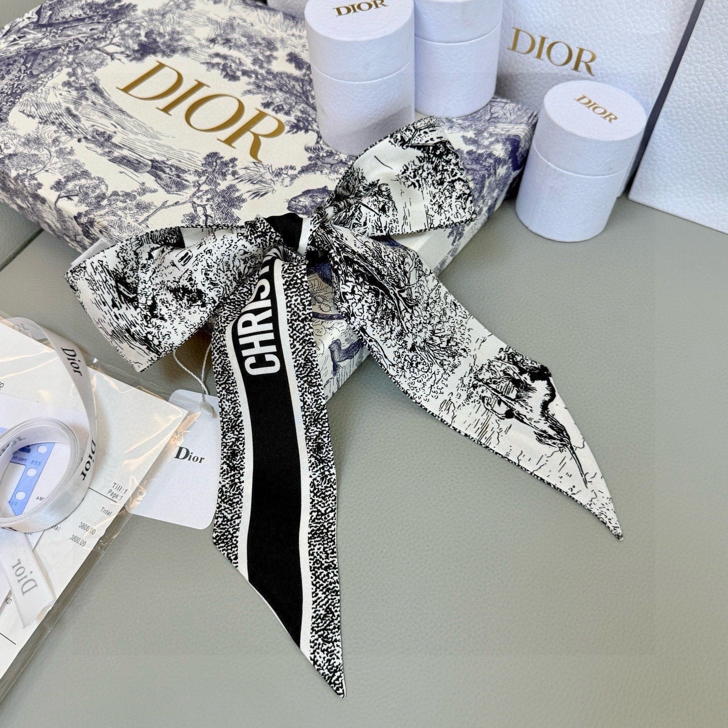 CD Twilly Mini Scarf 105cm Black  Mulberry Silk 976491