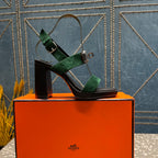 ILONA SANDAL 95 DARK GREEN SUEDE
