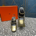 HM Jackie 80 Pump Gold Cowhide  962921