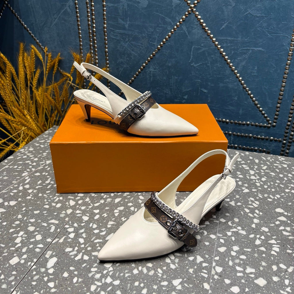 LV 26ss Slingback 45 White Cowhide 628434