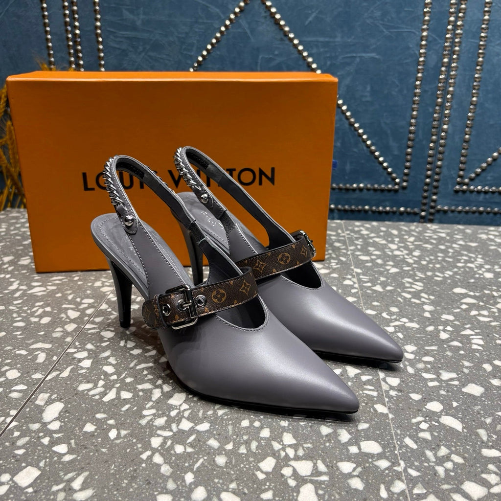 LV 26ss Slingback 75 Gray Cowhide 628438