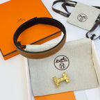 HM Infini Reversible Belt 24mm Brown Epsom Gold Buckle
