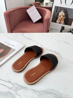 Celine 25C Slippers Black Monagram Silk with Calfskin 238147