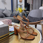 Jimmy 25 Azie Colorblock Sandal 11CM Brown Calfskin 240110