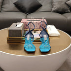Jimmy 25 Azie Colorblock Sandal 11CM NCS Blue Calfskin 240111