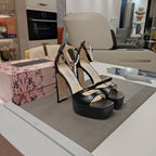 Jimmy 25 Platform Sandal Heels Black Nappa Cowhide 240009