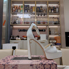 Jimmy 25 Platform Sandal Heels White Nappa Cowhide 240007