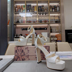 Jimmy 25 Platform Sandal Heels White Nappa Cowhide 240007