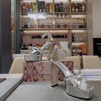 Jimmy 25 Platform Sandal Heels Silver Mirror TPU Material 240008