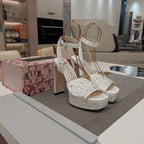 Jimmy 25 Platform Sandal Heels White Silk Satin 240013