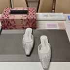 Jimmy 25 Mule Flats White Mesh Gauze 240056