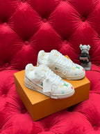 LV Trainer Sneaker White Monogram Denim Fabric