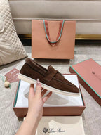 LP Summer Charms Walk Loafers Bottele Brown  Suede With Rabbit Fur Lining 206262