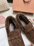 LP Summer Charms Walk Loafers Bottele Brown  Suede With Rabbit Fur Lining 206262