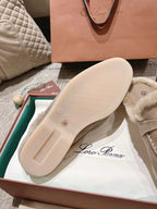 LP Charms Walk Babouche Loafer Sand Brown Suede With Rabbit Fur Lining 206226