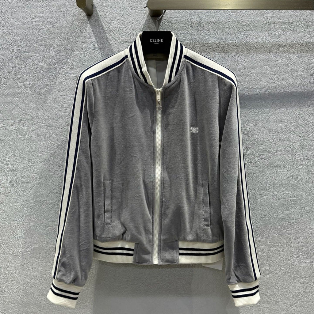 Celine 25 Jacket Grey White Velvet Cotton